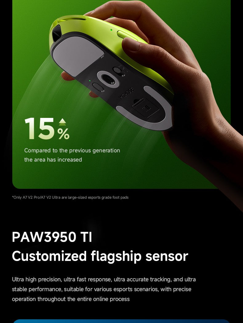 MCHOSE A7 V2 Ultra Gaming Mouse Sensor PAW3950 TI Dual 8000Hz 20000fps 42000DPI 750IPS Revestimento de Vidro Super Deslizante Importado CSGO
