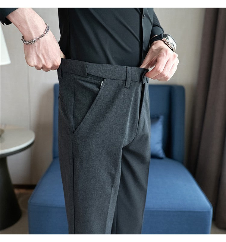 Men Suit Pant Autumn Elastic Waist Solid Slim Fit Dress Pants Business Casual Office Social Trouser Plus Size 40 38 Men Clothing