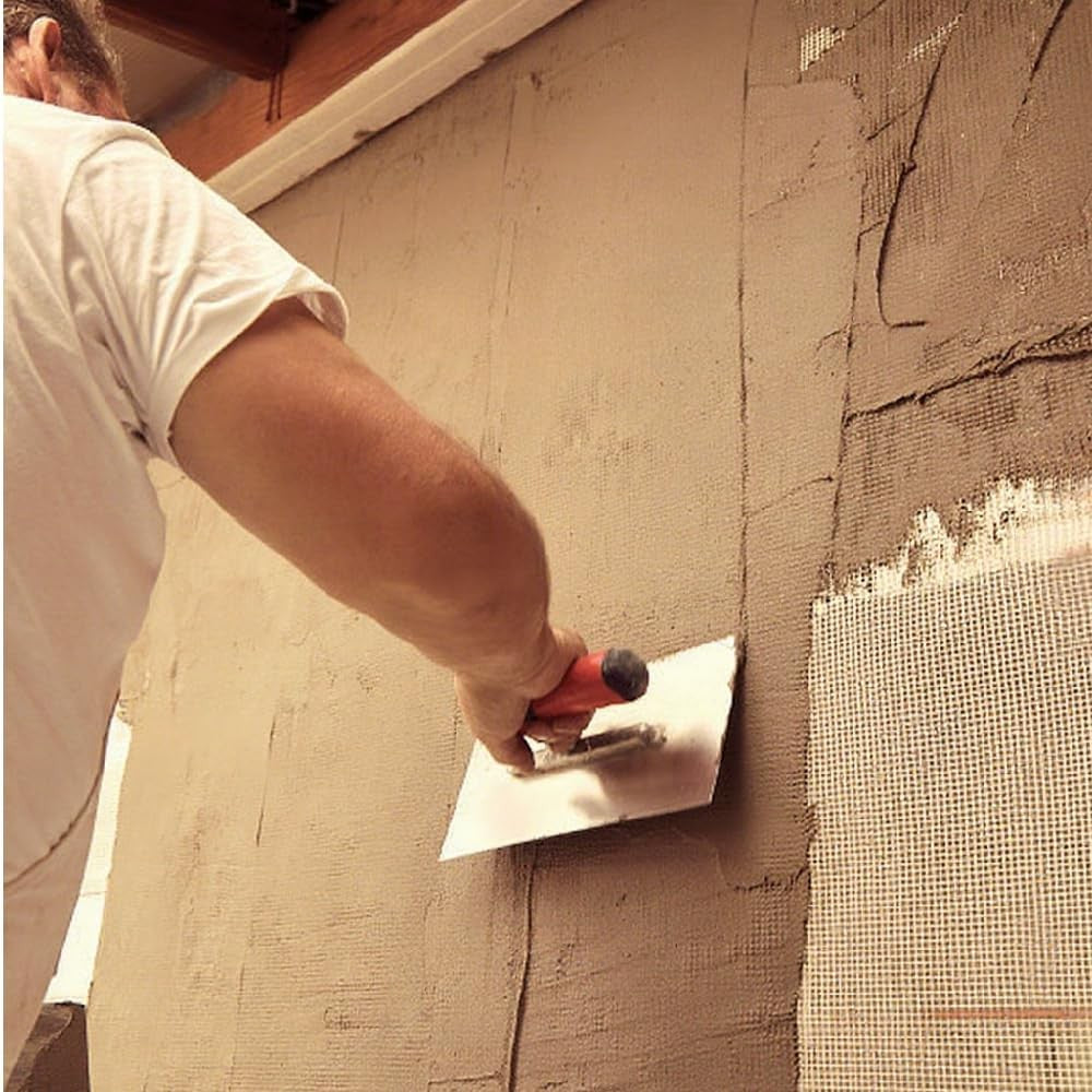 1/2 Peças Desempenadeira de Aço Inoxidável de 27,94 cm x 10,16 cm – Ferramenta para Concreto, Drywall e Azulejo (Cabo de Plástico Confortável Resistente à Corrosão)