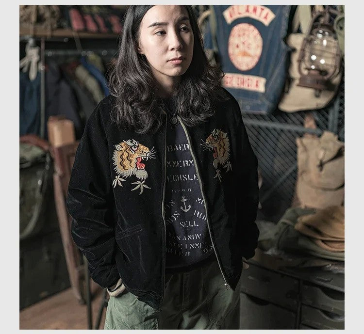 Non Stock Suka Reversible Souvenir Jacket Embroidered Sukajan Baseball Outerwear