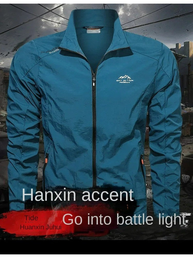 Men Summer Windbreaker Zip Pockets UV Sun Protection Jackets Breathable Ultra-light Working Clothes Outdoor Skin Thin Coats Camp