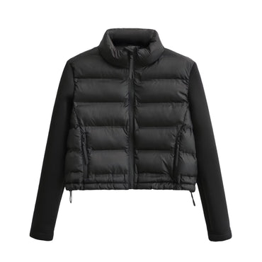 Women Vintage Long Sleeve Patchwork Cotton Padded Jacket Coat Female Pockets Outerwear Chic Zipper Short Tops CT5817