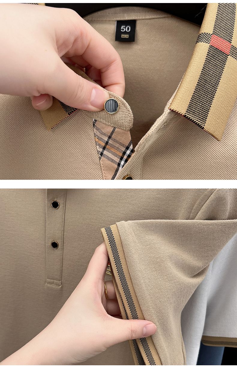 New men's fashionable short sleeved summer designer exquisite craftsmanship embroidery stand collar polo business casual T-shirt