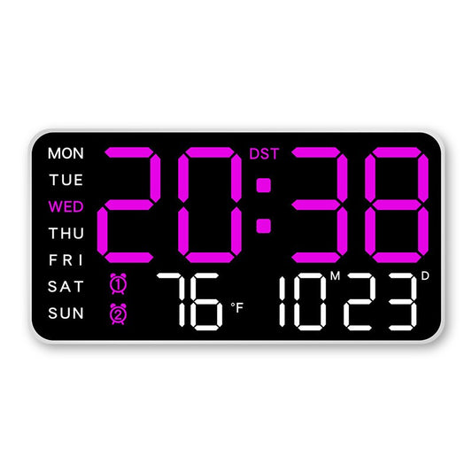 LED Alarm Clocks Brightness Adjustable 12/24H Clock Large Digital Wall Clock Week Date Temperature Display Voice Control Table