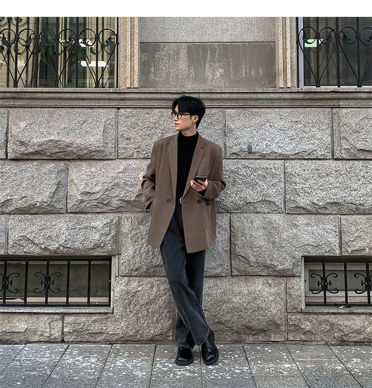 2024 Spring Summer Men Formal Blazers Men Korean Fashion Loose Casual Dress Jacket Men Harajuku Social Suit Jacket Clothing
