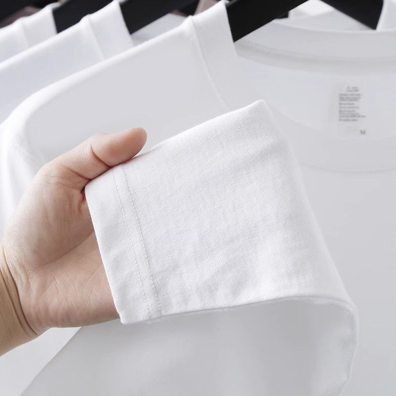 100% Cotton White Long sleeve T-shirt Men Autumn 2025 New Solid color High quality Loose Casual Black Tee Y2k Top Men clothing