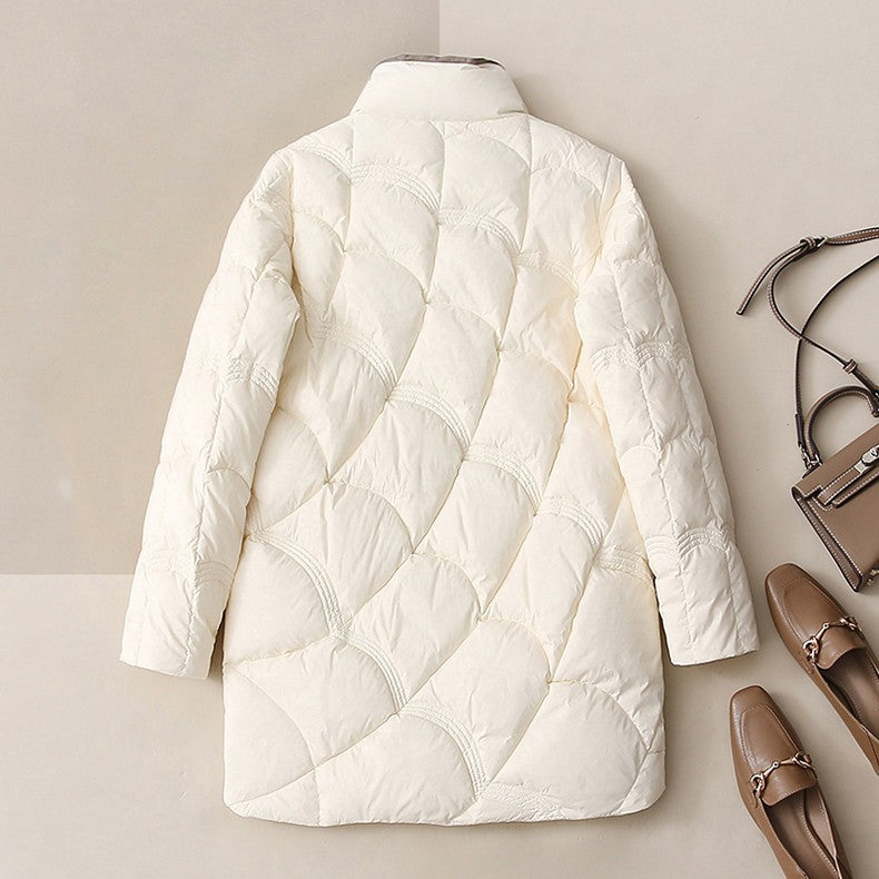 SEDUTMO Long Women Duck Down Jackets Ultra Light Winter Vintage Slim Coat Autumn Casual Warm Black Quilted Parkas ED2057