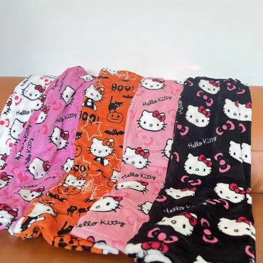 2025 Autumn Winter Christmas Y2K Hello Kitty Pants Sanrio Anime Women's Cartoon Couple Home Sleepwear Pants Casual Home Clothing