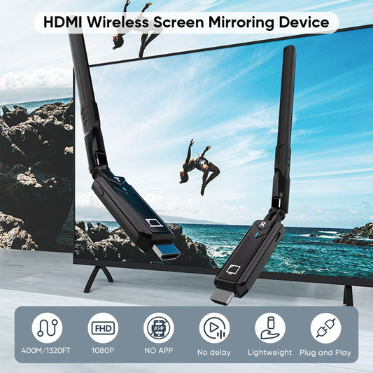 400M 1080P 5G Wireless HDMI Audio and Video Transmitter Receiver Extender for Camera Laptop PC PS3/PS4 To TV Monitor Projector