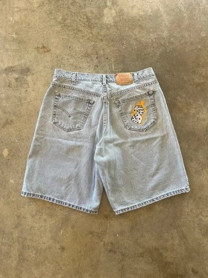 High Quality Street Y2K Retro Denim Shorts Shinjuku Hip Hop Pocket Loose Denim Shorts For Men and Women In Summer Gothic Shorts