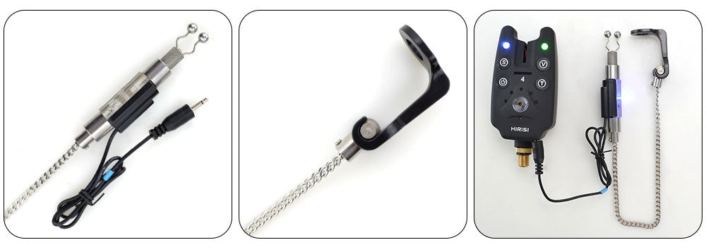 Alarme de picada de pesca sem fio conjunto 1+4 com 4 indicadores de picada luminosos em estojo EVA para pesca de carpas B1203S
