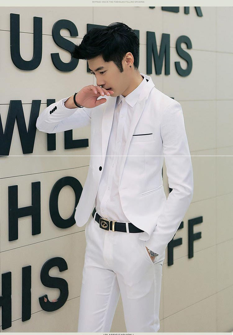 Summer Men's Casual Suit Fashion Business Office Trendy Non-ironing Anti-wrinkle Suit Jacket Solid Color Slim Fit Men's Suit