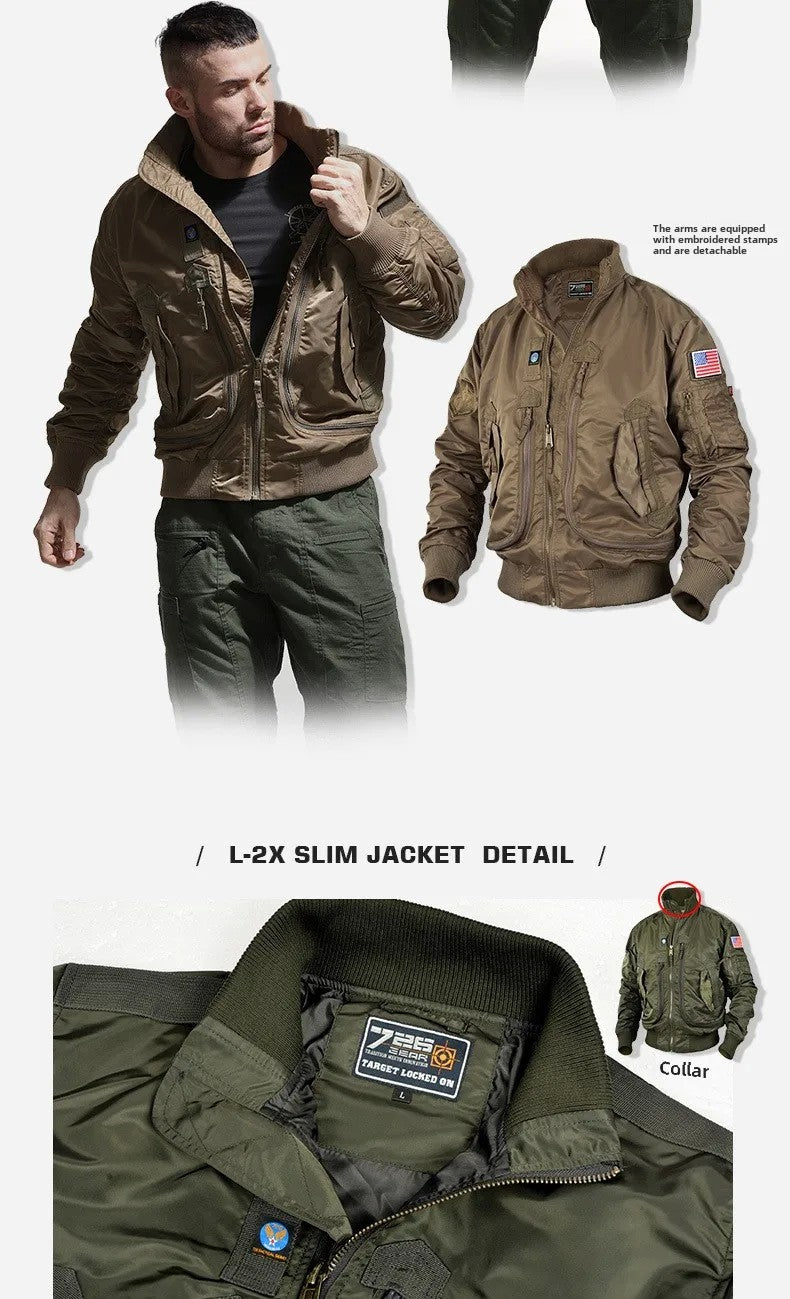 Men's pilot jacket men's air force MA1 baseball jacket spring and autumn casual youth trend military fan stand up collar jacket