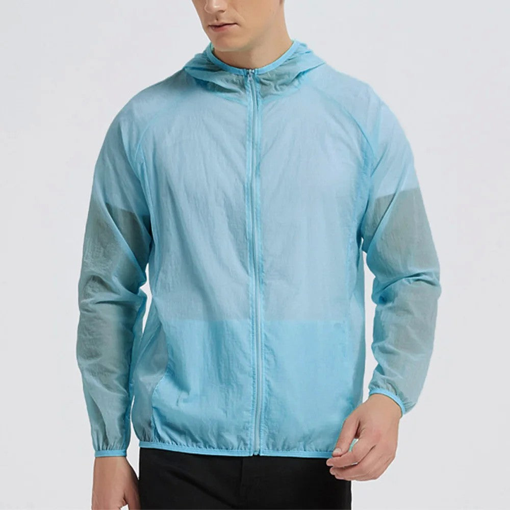 Summer Men's Sun Protection Clothing Lightweight Breathable Ice Silk Hooded Quick Dry Jacket Outdoor Anti-ultraviolet Skin Coat