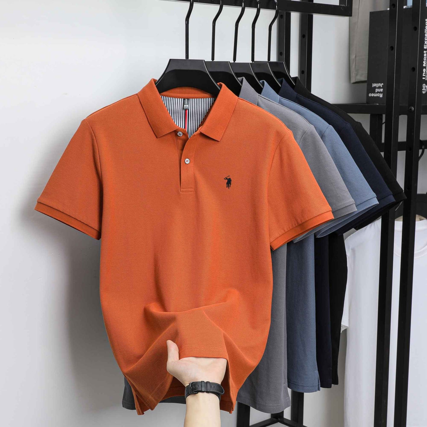 100% pure cotton summer new fashionable men's shortsleeved luxury customized business polo shirt exquisite embroidery Tshirt top