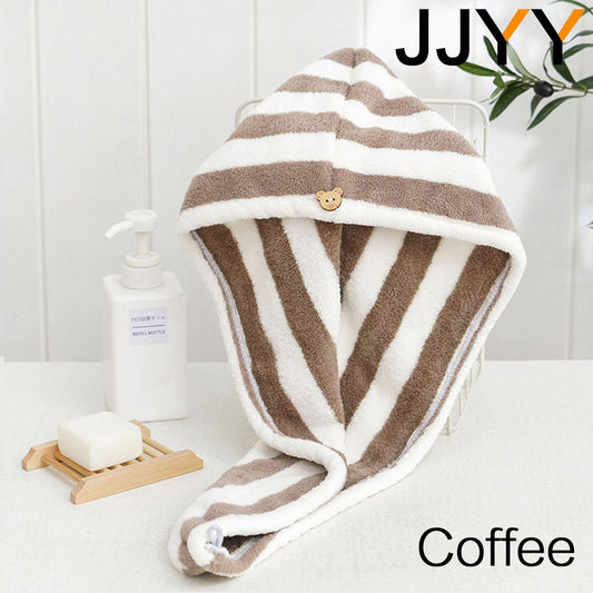 JJYY Towel Bathroom Absorbent Women Adult Quick-Drying Bath Thicker Shower Long Curly Hair Cap Dry Head Hair Towel Microfiber