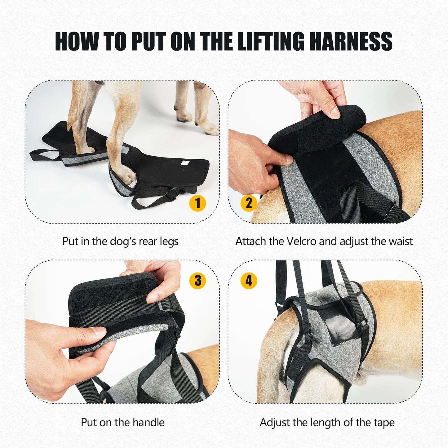 Coleira de Suporte para Cães Ajustável para Cães Grandes com Acolchoamento Macio Suporte para Pernas Traseiras para Animais de Estimação Idosos com Deficiência Lesões Articulares Apoio para as Pernas Traseiras do Cão