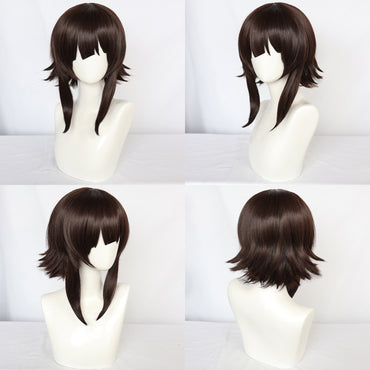 Cabelo Sintético Castanho Curto Liso Oferecendo Bênçãos para um Mundo Melhor Peruca de Cosplay para Halloween Natal