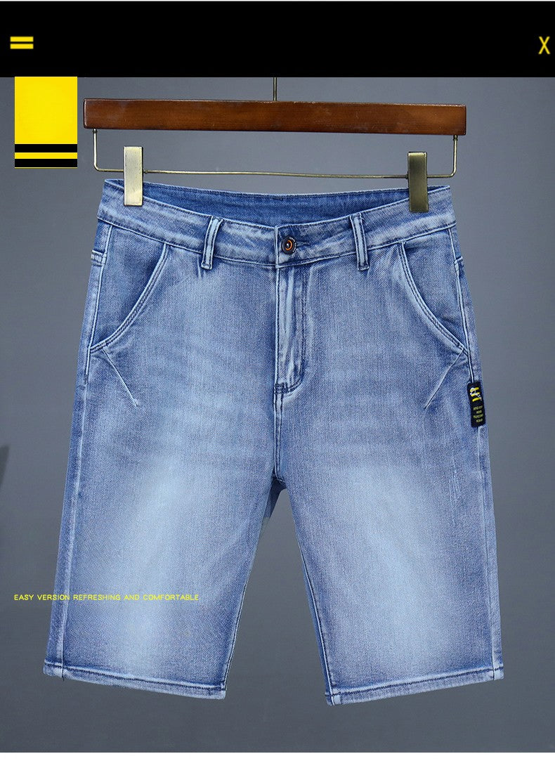 Men's Straight Casual Denim Shorts Simple Solid Color Slim Jeans Comfortable Breathable Bermuda Short Pants Summer
