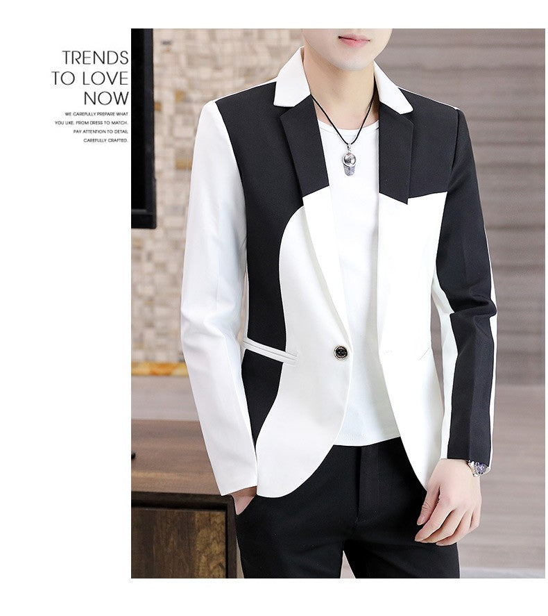 Blazer Men's Fashion Gentleman Business Outdoor Travel Color Matching Wedding Slim-fit Korean Trend Handsome Youth Casual Blazer