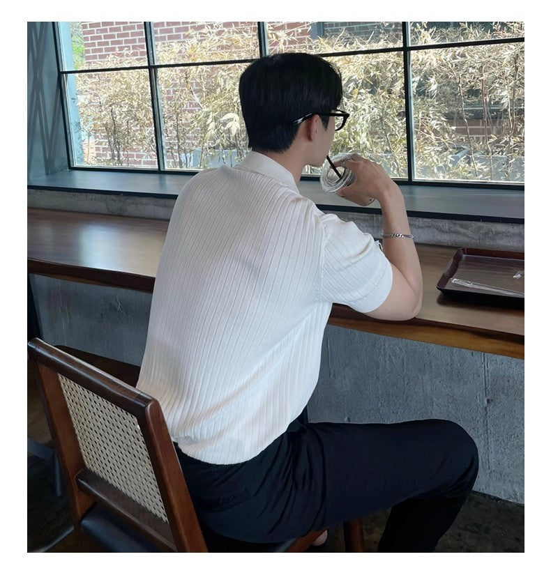 Men Slim Fit Polo Shirts Solid Stretch Sexy Collared TShirt Fashion Trendy Cotton Casual Top Summer Clothes Comfortable Stretchy