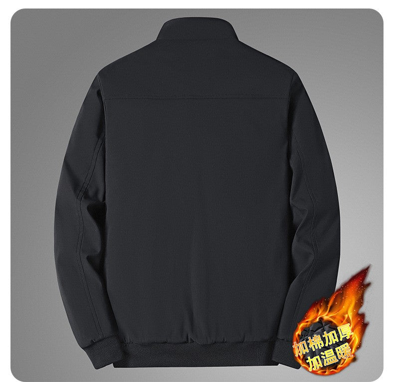 Winter Men's Fleece Warm Jackets Bomber Fashion Parkas Outerwear Coats Men Casual Windbreaker Jacket Classic Solid Thermal Coat