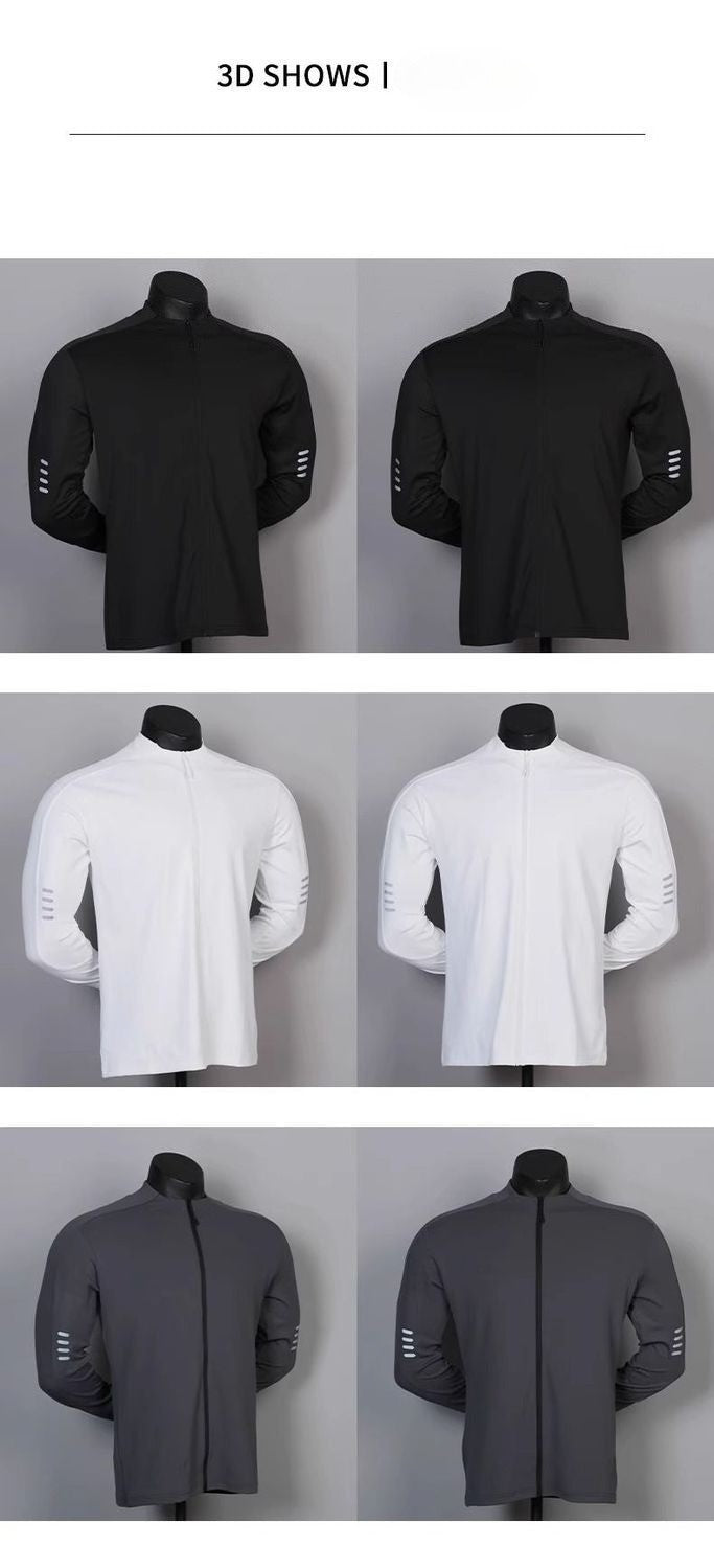 Men's American Long - sleeve Fitness Outerwear for Cycling, Running, Training – Quick - dry, Slim - fit, Elastic