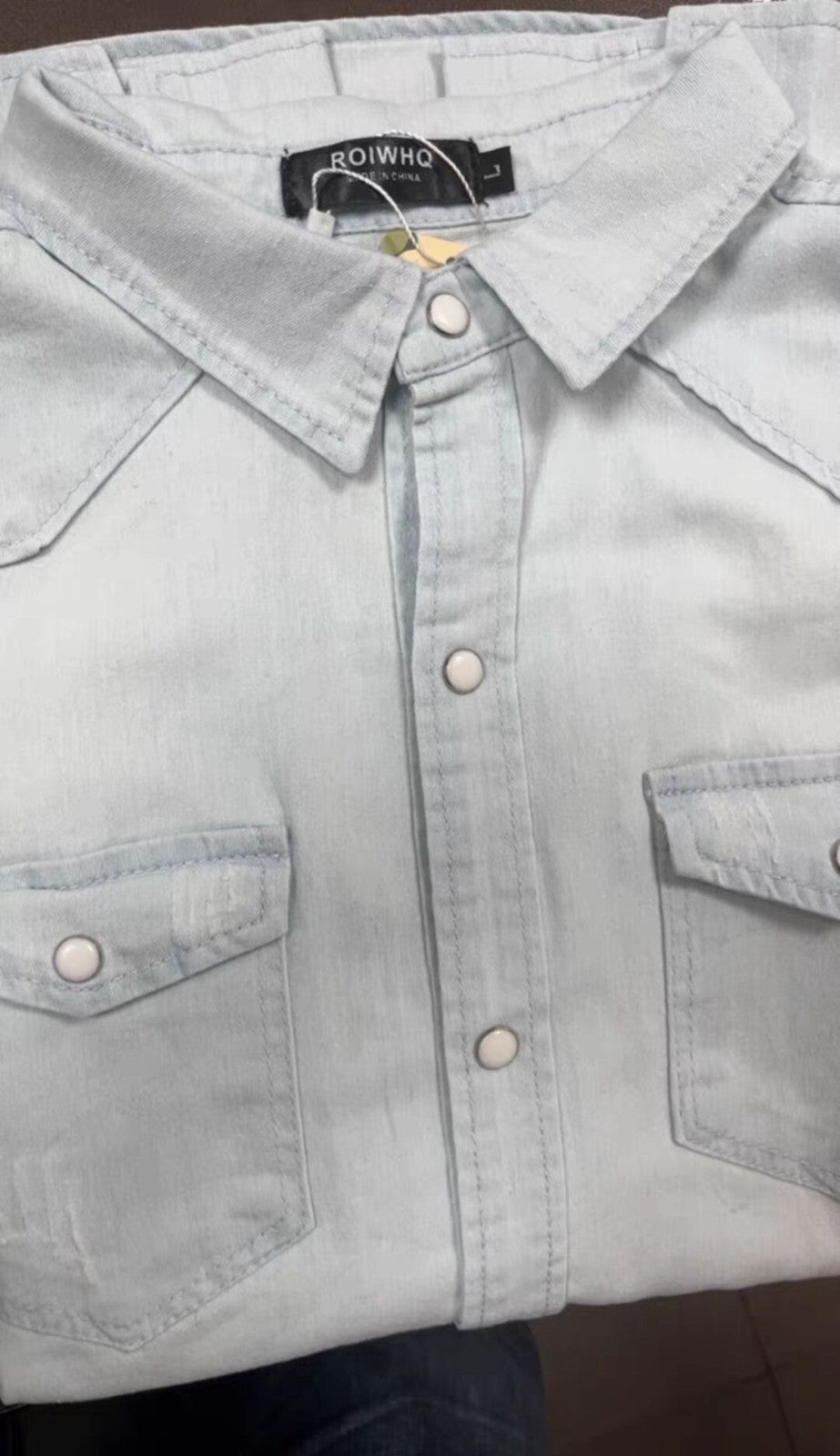 Men'S Autumn Fashion Clothing Casual Fashion Long Sleeve Lapel Shirts Solid Color Denim Washed Shirt Men'S Tops