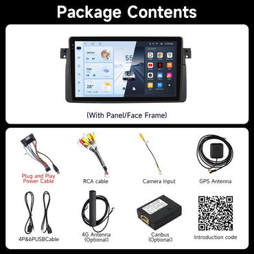 JIUYIN Android 15 Wireless Carplay Auto Car Radio Stereo Multimedia Player For BMW E46 M3 318 320 325 330 335 1998-2006 IPS
