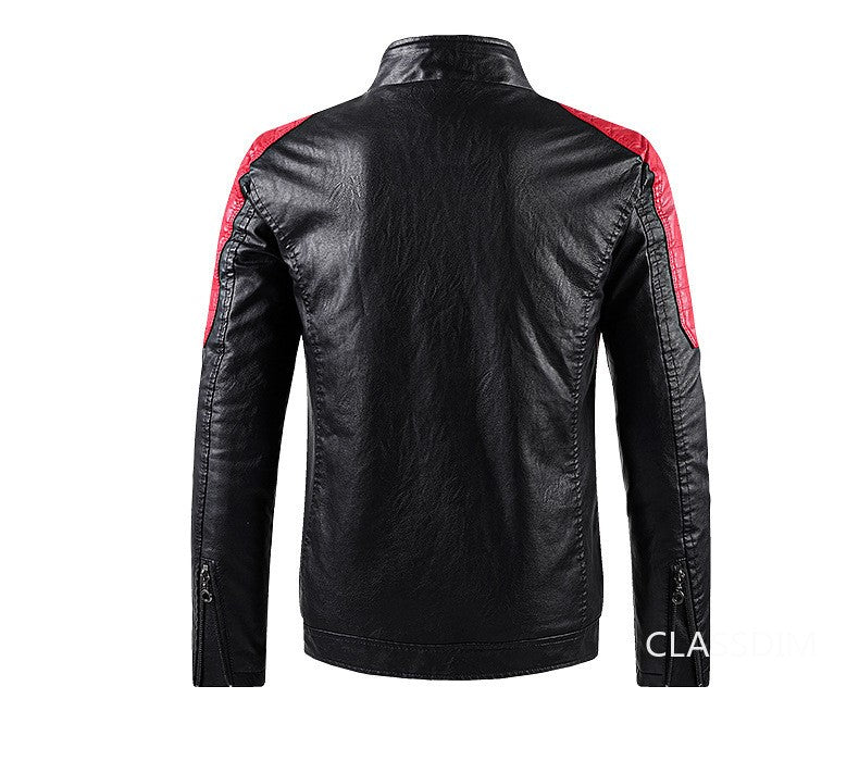 Men Stand Collar Moto Leather Jackets Fleece Winter Jackets Slim Fit PU Leather Coats High Quality Male Fashion Casual Jackets 5