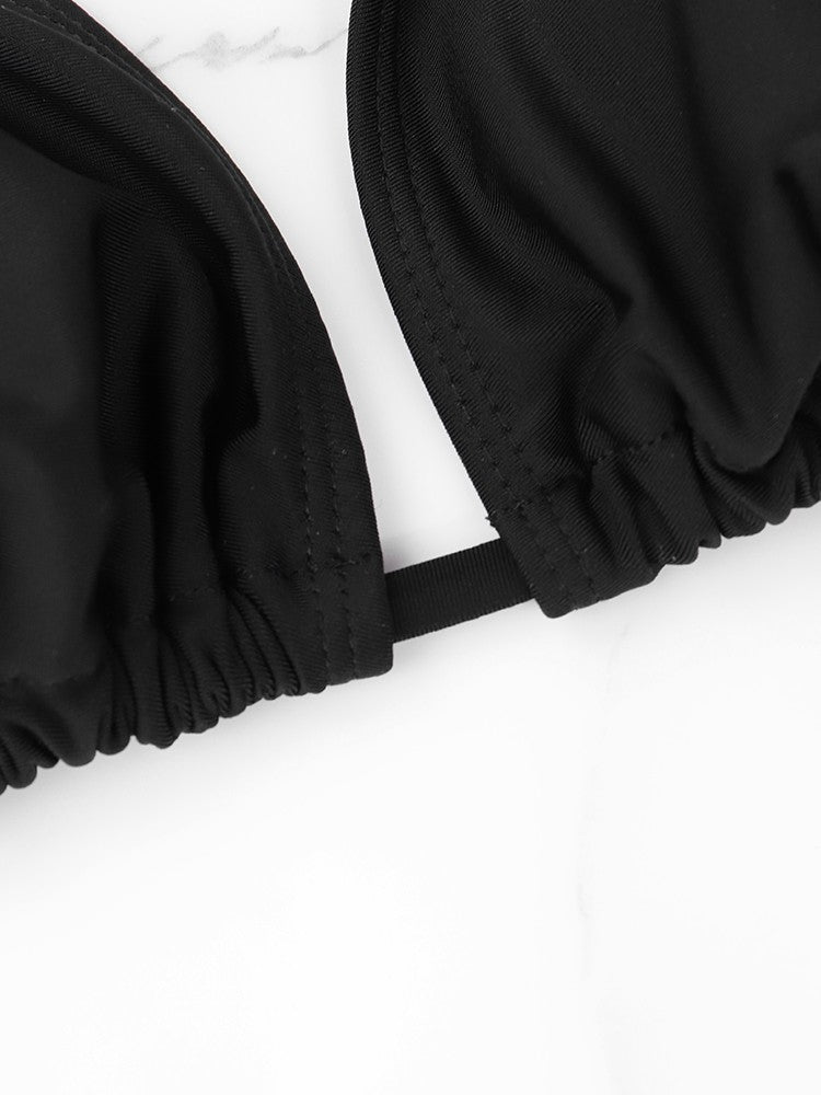 1Pc Women's Sexy Bikini Top Bra Swimsuit Summer Beach Style Solid Color Hanging Neck Bareback Strap Bikini Swimsuit Bra Swimsuit