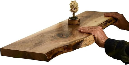 Rustic Solid Wood Live Edge Wall Shelves for Rooms and Bathrooms