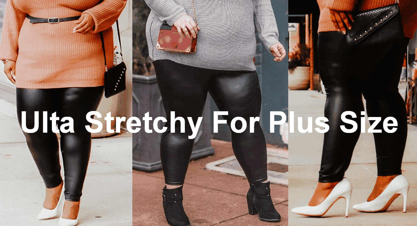 Spring Plus Size Faux Leather Leggings Super Stretchy Spandex Clothing PU Leather Pant Tummy Control