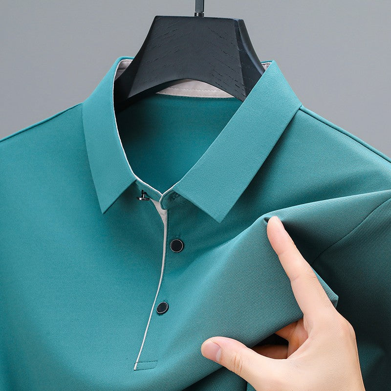 BROWON New Collection 2025 Golf Shirts Mens Short Sleeve Solid Color Turn Down Collar Business Plain Shirt for Man