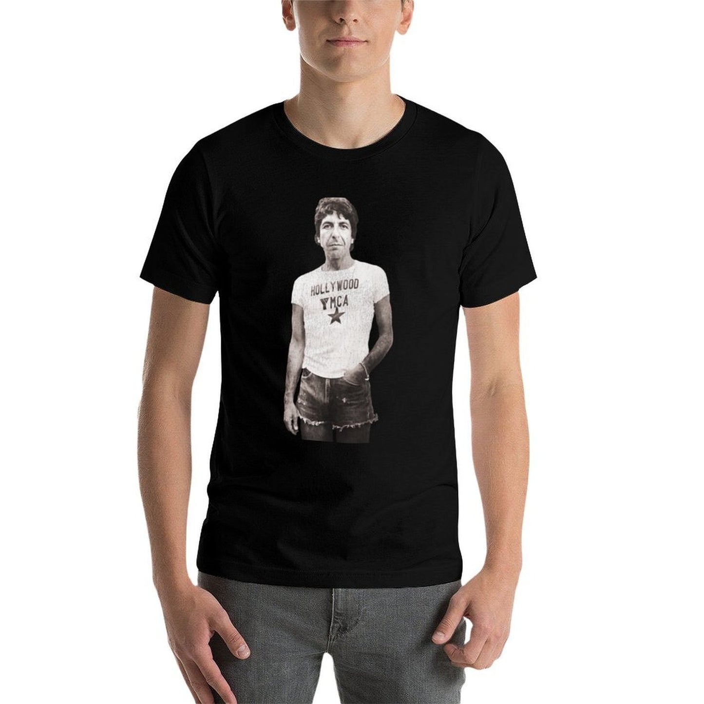 Leonard Cohen Casual Icon T-Shirt black cotton t-shirt plain for man package man t shirts for men