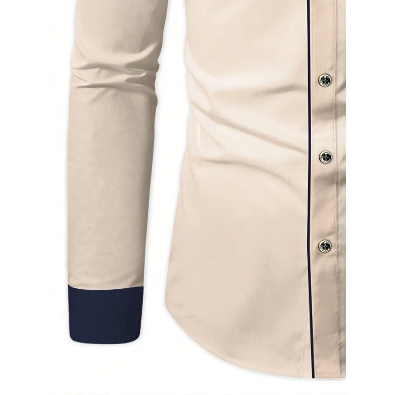 FGKKS Men Shirt Fashion Brand New Patchwork Long Sleeve Smart Casual Elastic Four Season Quality Male Business Shirt