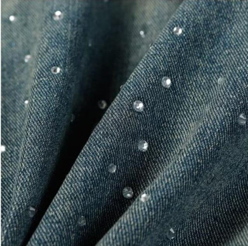 American Trendy Denim Jacket Mens Make Old Flash Diamond Fashion Outwear Spring Single-breasted Street Couple Cowboy Coats