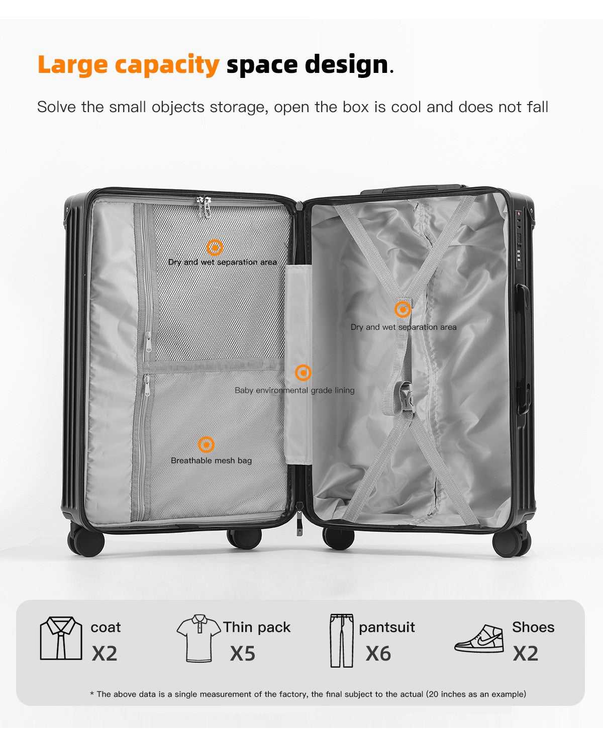 SUSHIMU Suitcase Travel Suitcase Men 20 24 26 Carry-On Luggage Women PC Frame Trolley Case