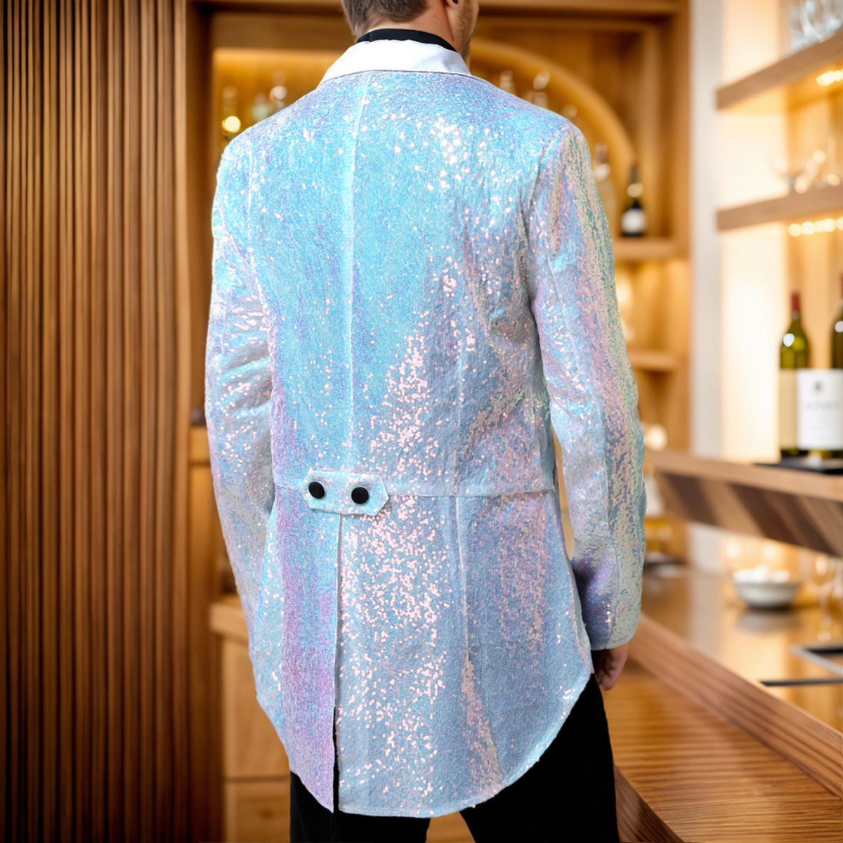 Fashionable Tailcoats for Men's Party Stage Banquets Nightclubs Performances Sequins Designs Slim Fit Blazer Masculino