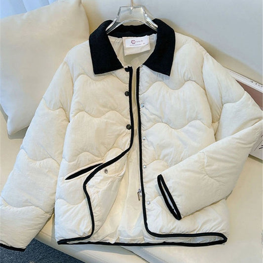 Fashion Women's Cotton Jacket 2025 New Autumn Winter Coat Parker Lightweight Warm Short Lapel Casual Outerwear Female Top