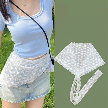 2025 Korean Ins Unique Lace Layered Gauze Skirts Lace Trim A-Line Short Cloth Mini Waist Skirts Harajuku Girl's White Skirts Y2K