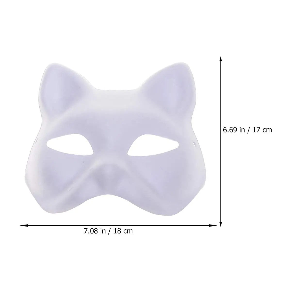 5PCS Therian Masks White Cat Masks Blank DIY Halloween Mask Animal Half Facemasks Masquerade Cosplay Party