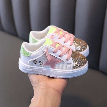 Kids Sneakers 2022 Spring Girls Fashion Glittering and Antiskid Children Chunky Sneakers Baby Shoes Casual Sport Running Sneaker