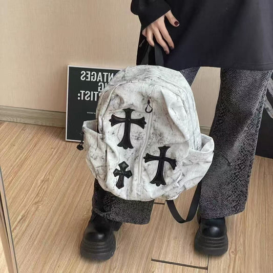 Fashionable Casual Retro Tie-Dye Print Nylon Large Capacity Durable Backpack Versatile Commuter Travel Hiking Bag Unisex