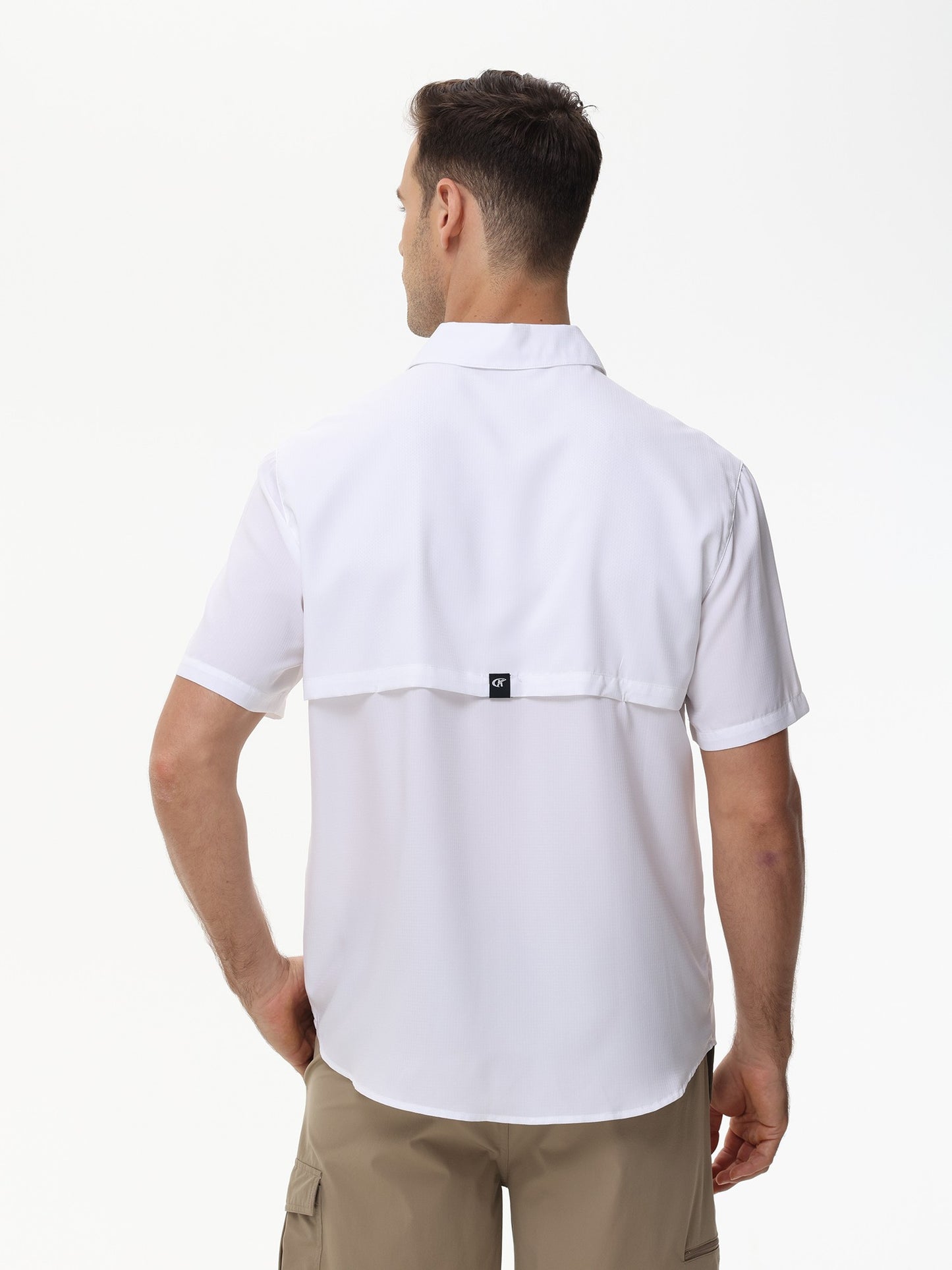 Summer Men's UPF 50+ Fishing Shirts, Casual Breathable Short Sleeve Cargo Fishing Shirt, Button Down Tactical Shirts Blouse