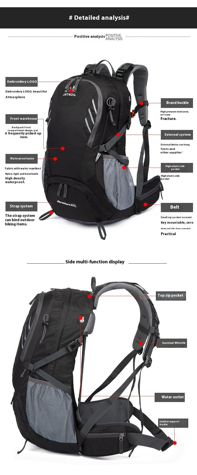 Mochilas de Caminhada Impermeáveis Masculinas e Femininas para Atividades ao Ar Livre, Montanhismo, Viagens, Esportes, Mochila de Grande Capacidade para Acampamento
