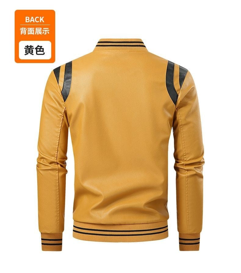 Spring and Autumn New Fashion Trend Retro Motorcycle PU Leather Jacket Men's Casual Loose Sports Large Size High Quality Coat