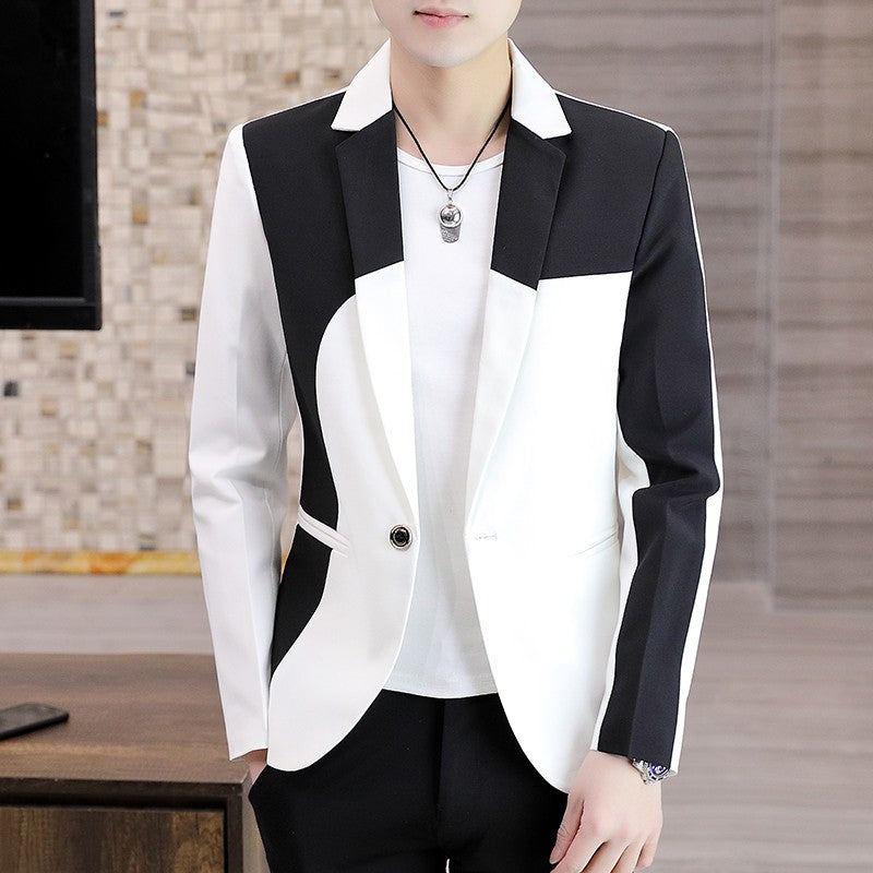 Blazer Men's Fashion Gentleman Business Outdoor Travel Color Matching Wedding Slim-fit Korean Trend Handsome Youth Casual Blazer