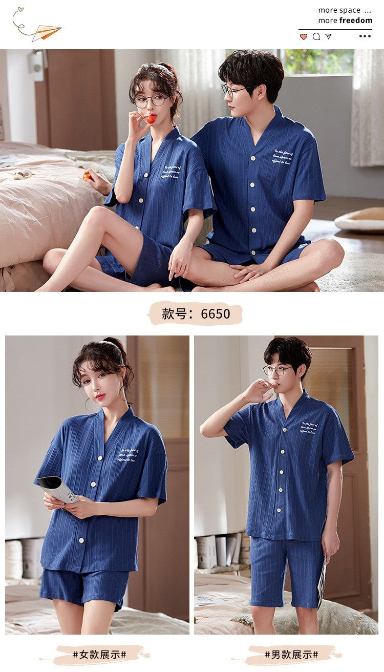 Japan Kimono Cartoon Couples Sleepwear Cotton Mens Women Summer Short Pajamas Set Loungewear for Young Girl Boy Home Clothes