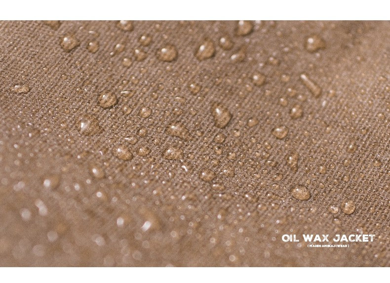 Maden Retro Heavyweight Canvas Oil Waxed Jacket Cotton Waterproof Hunting Coat Male Spring Khaki Casual Work Safari Style Jacket